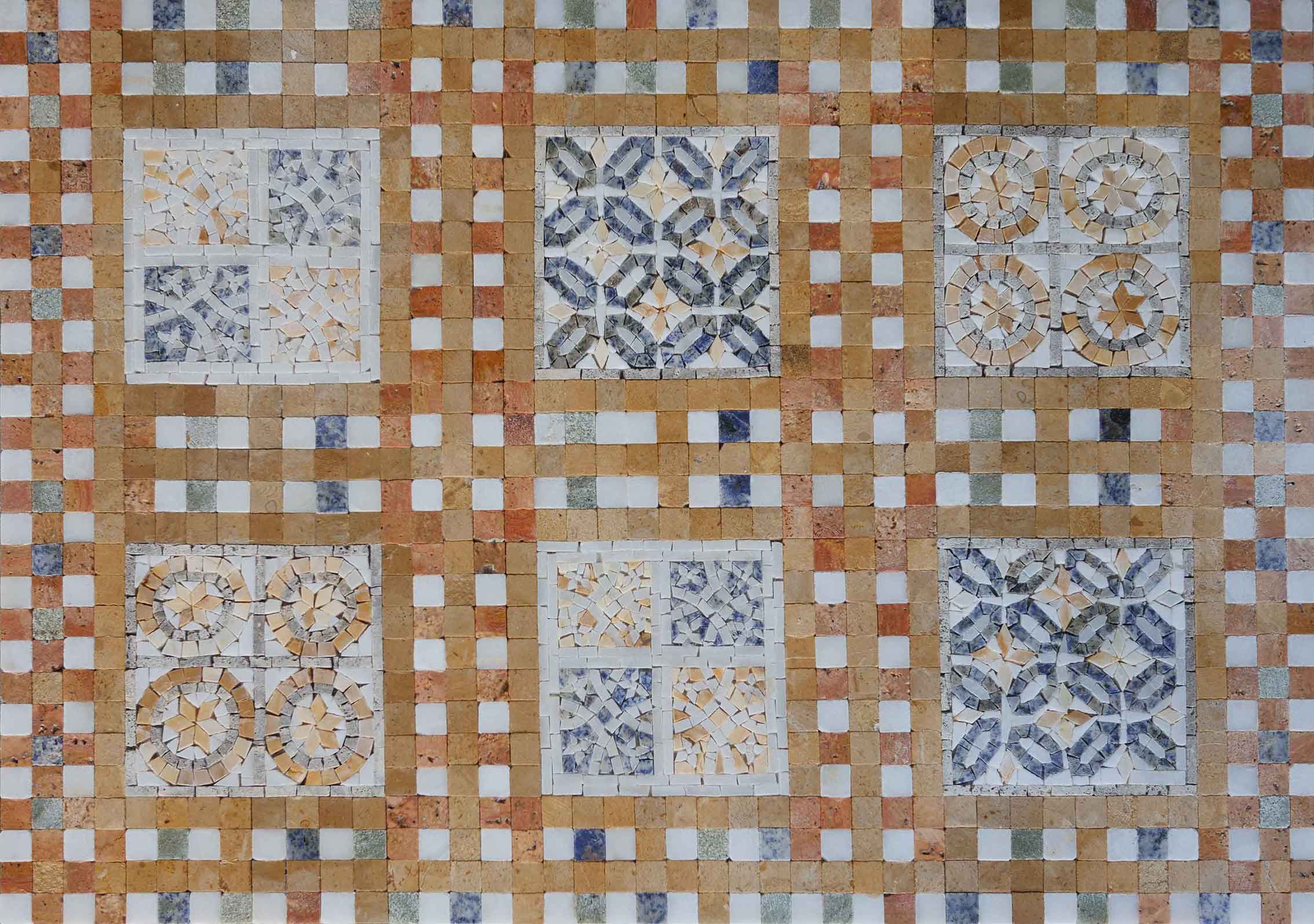 Mccan Geometric Pattern - Marble Swimming Pool Mosaic Tile Art - Mesh Backing