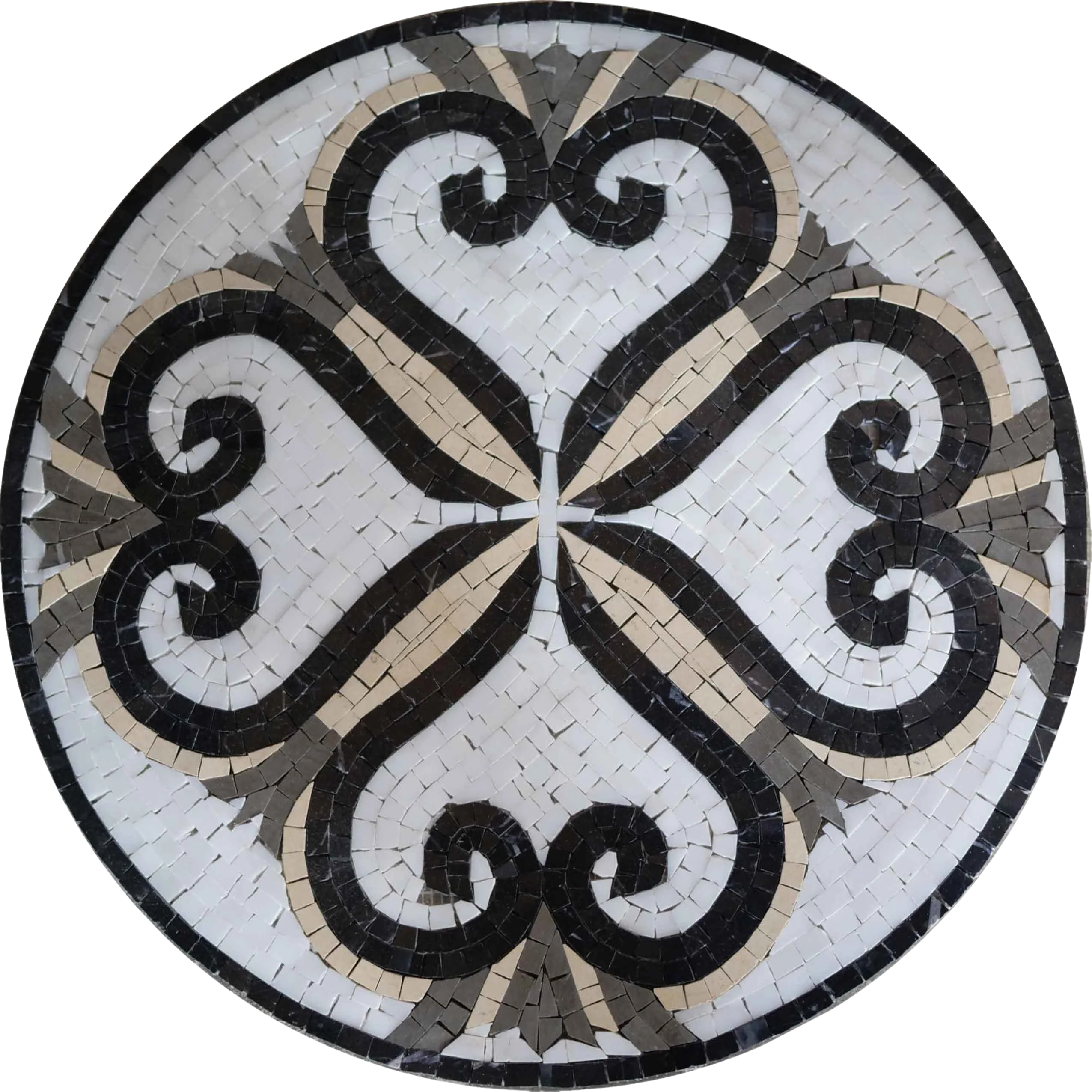 Swirling Heart Geometric - Contemporary Tile Murals Mosaic Accent - Mesh Backing