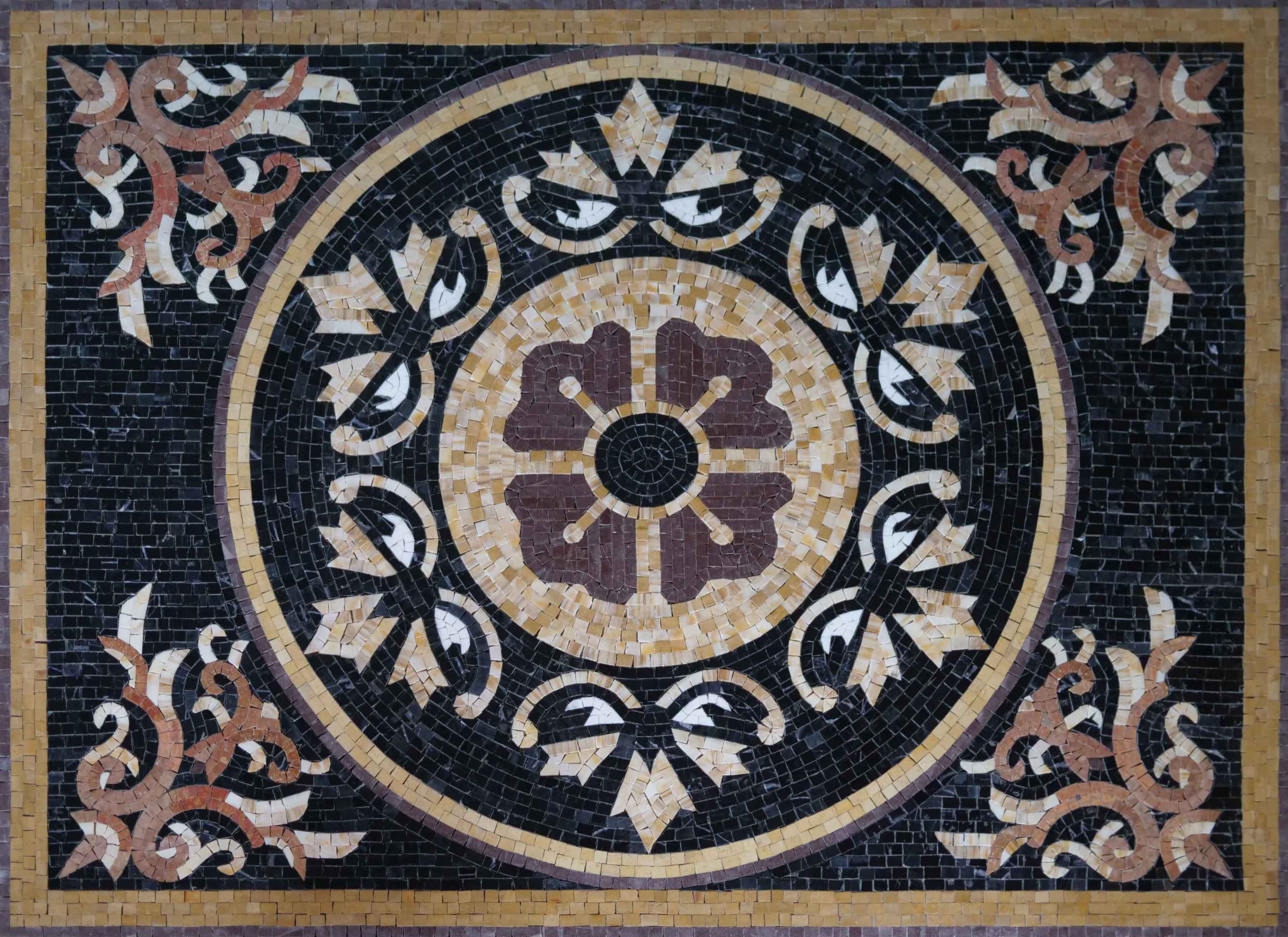 Ornate Centerpiece - Marble Mosaic Pathways Art - Mesh Backing