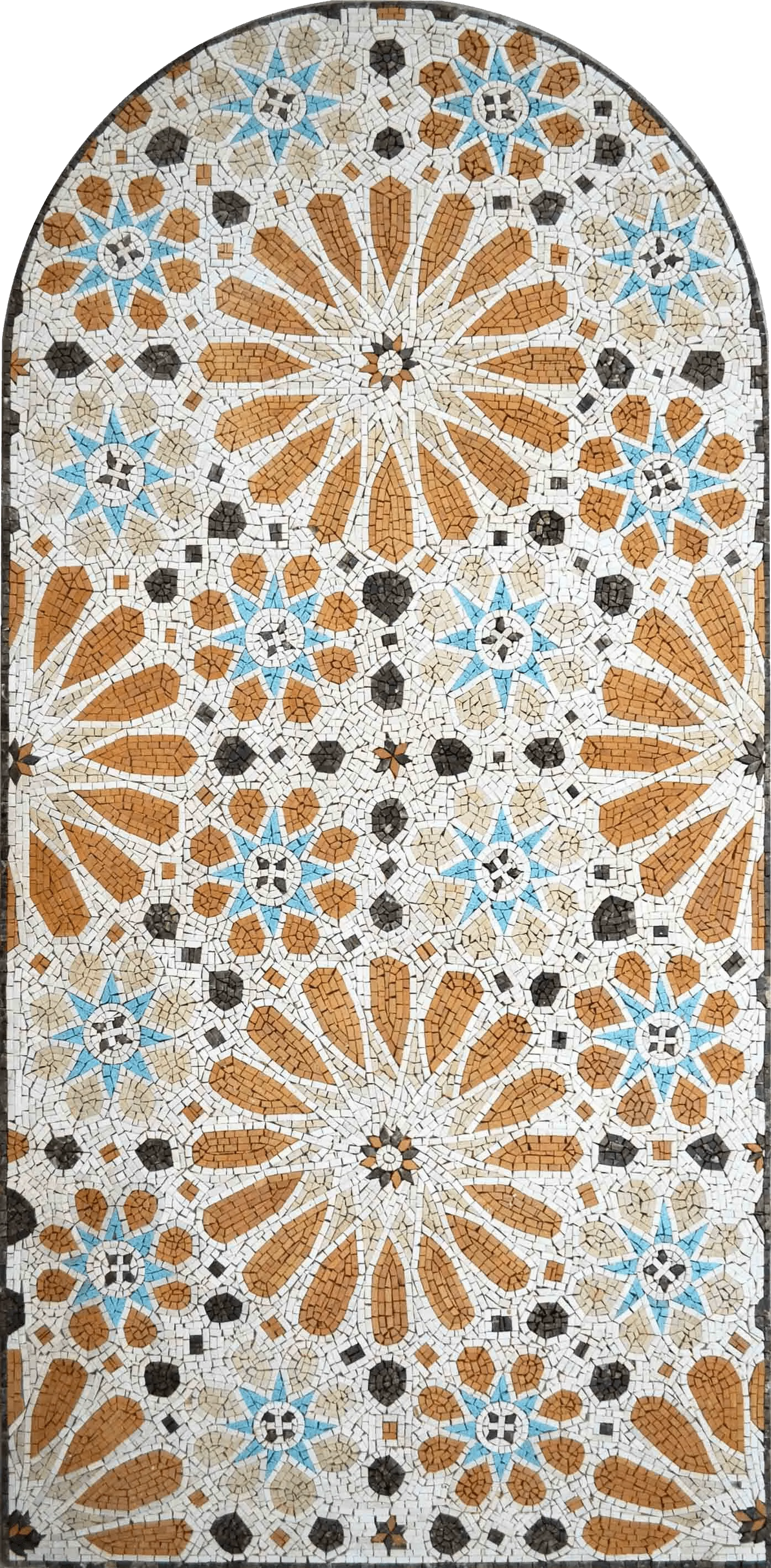 Geometric Starburst - Marble Mosaic Design - Mesh Backing