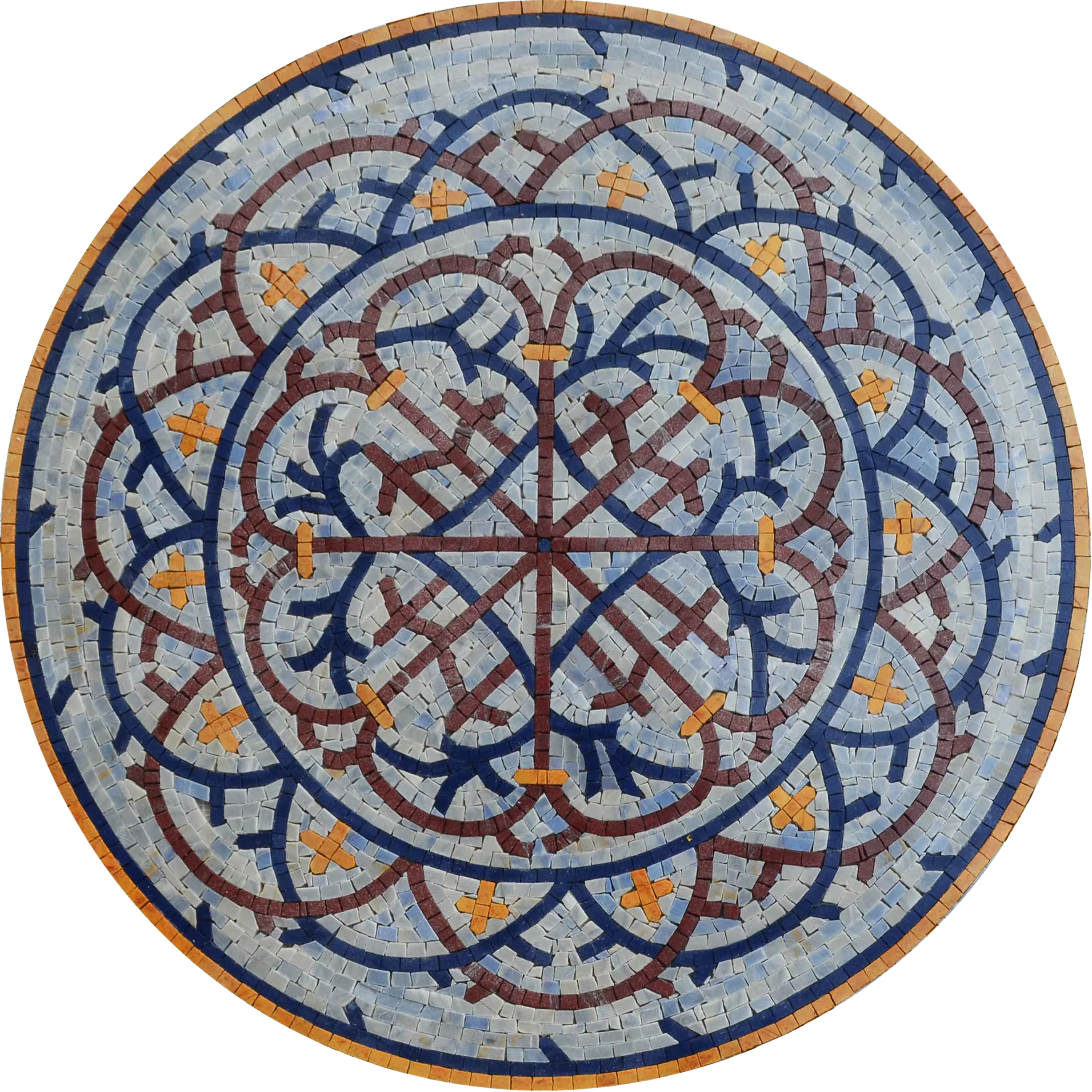 Circular Geometric Pattern - Mosaic Home Interiors Medallion - Mesh Backing