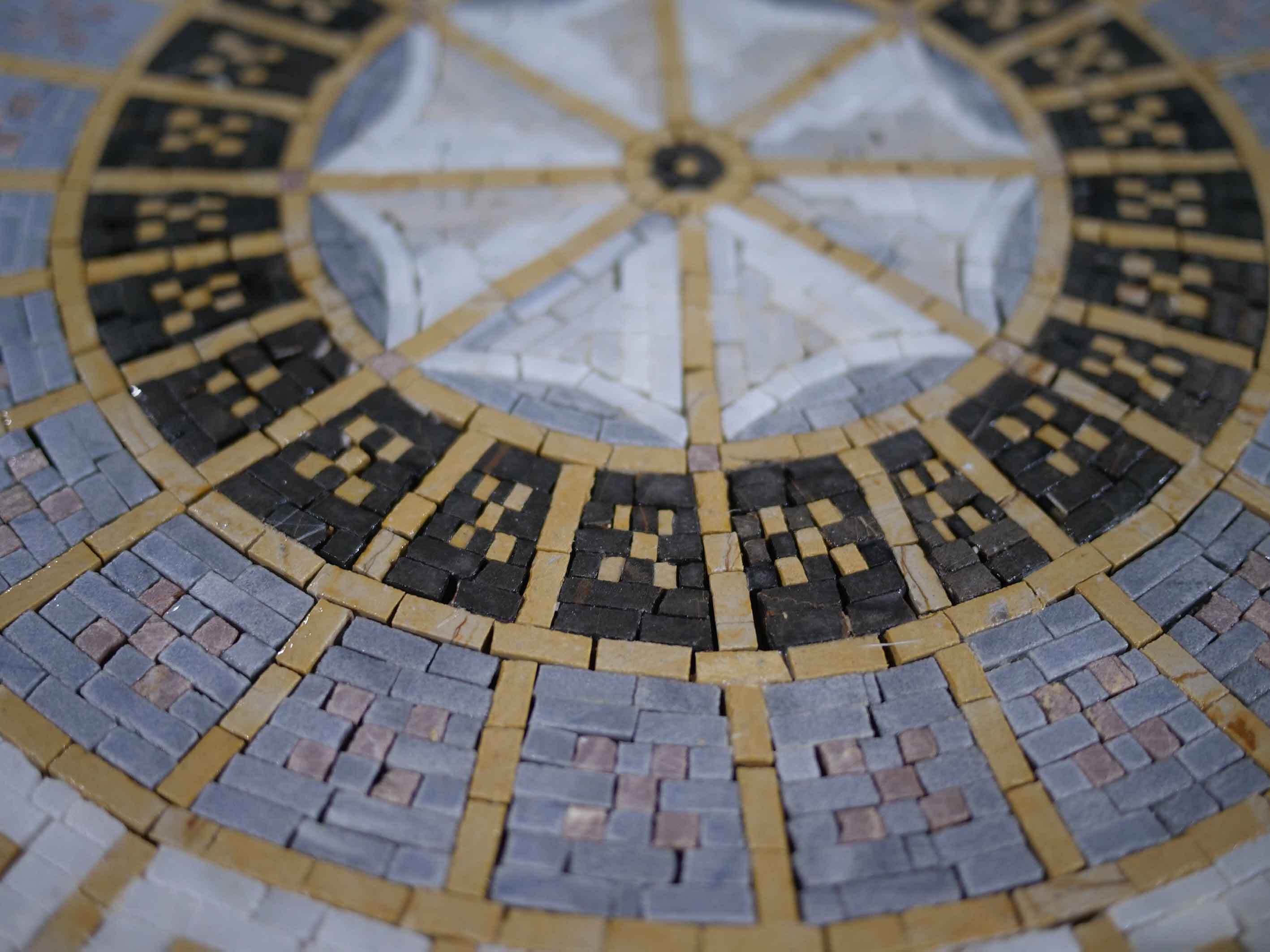 Mma Geometric Star Pattern Medallion - Marble Mosaic Border - Mesh Backing - Image 2