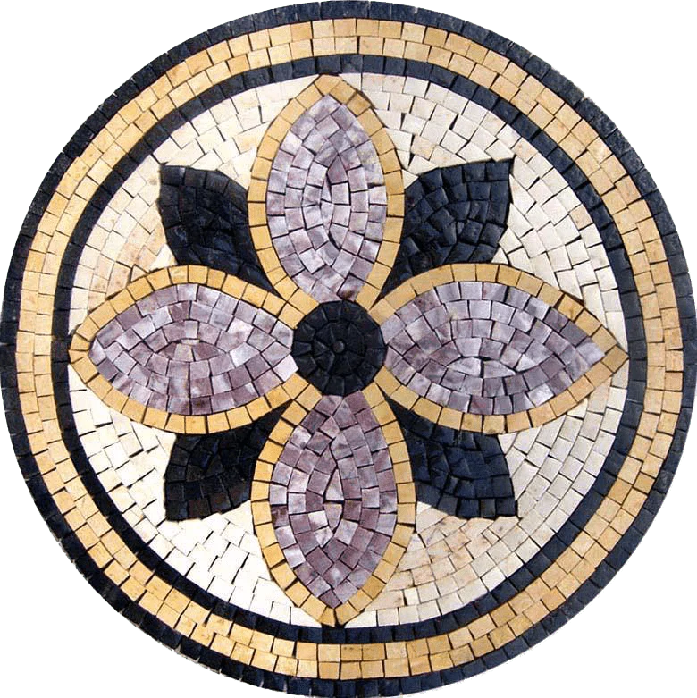 Geometric Starburst - Mosaic Tiles Medallion - Mesh Backing