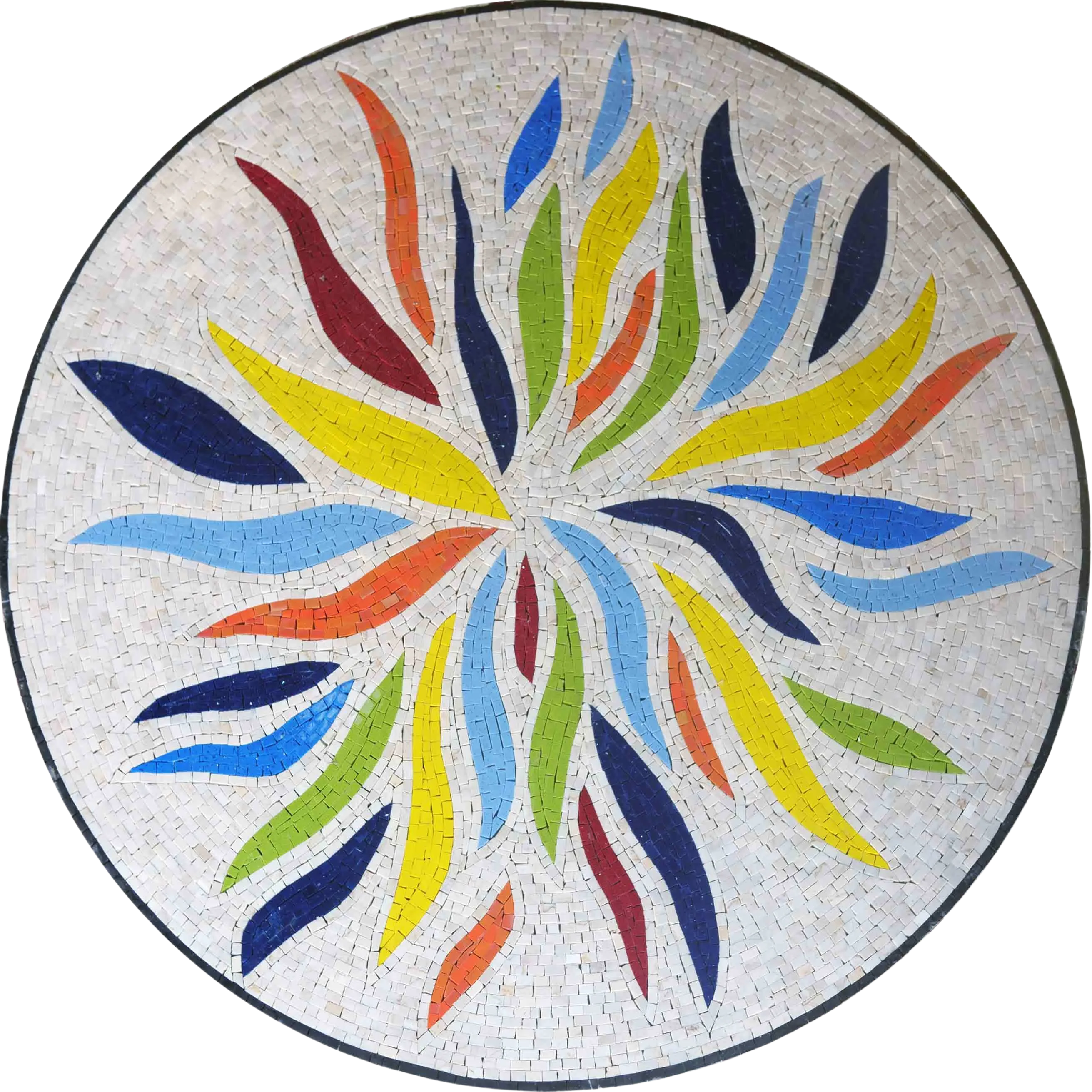 Abstract Flame Pattern - Dragonfly Mosaic Rainbow Design - Mesh Backing