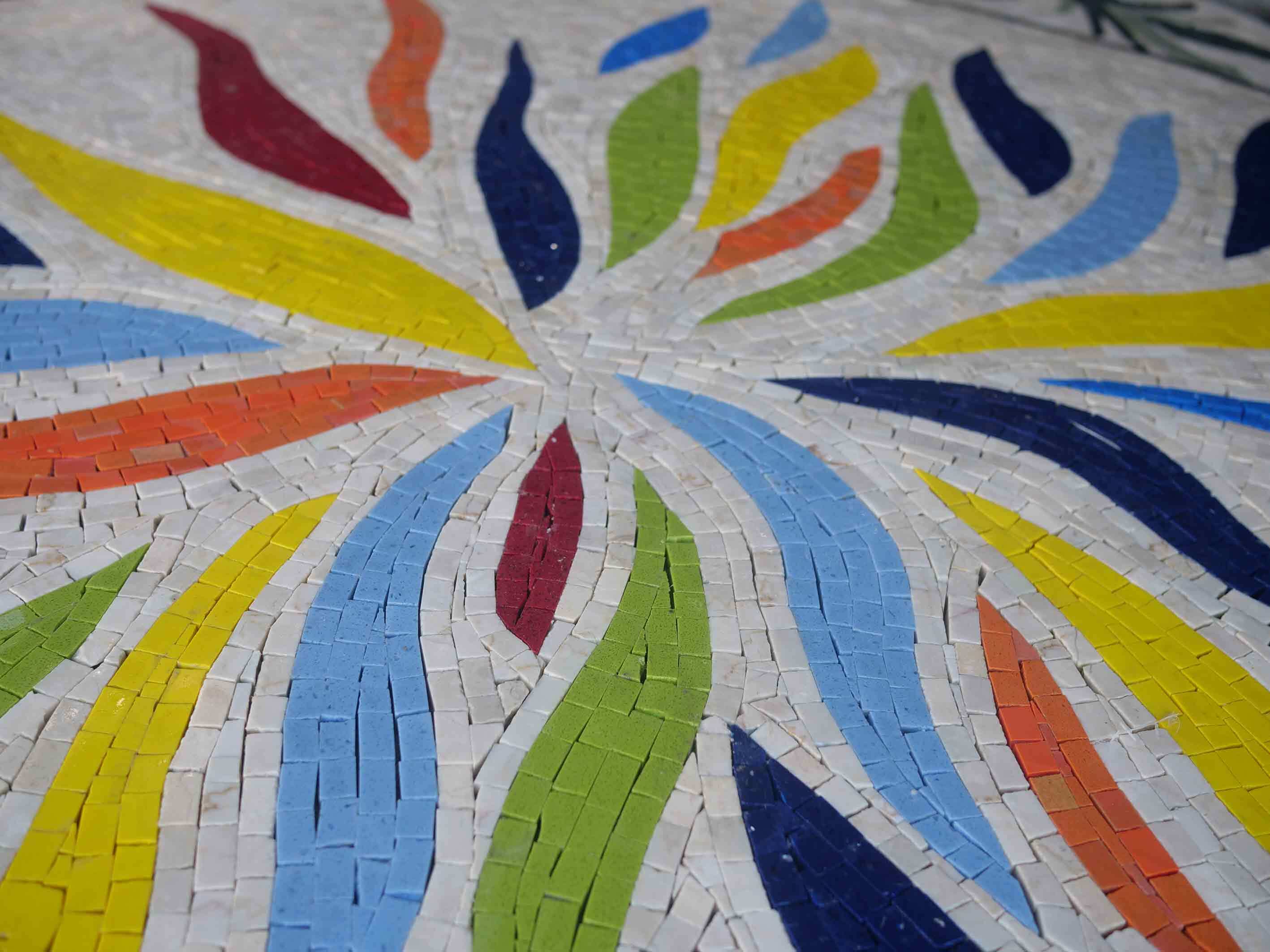 Abstract Flame Pattern - Dragonfly Mosaic Rainbow Design - Mesh Backing - Image 2