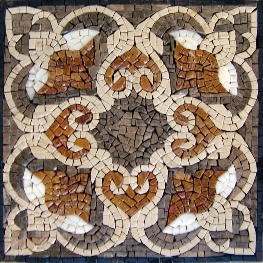 Msa Geometric Heart Pattern - Custom Mosaic Wall Art Tile - Mesh Backing