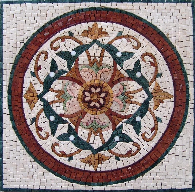 Ornate Vine Design - Marble Mosaic Backsplash Wall Tile - Mesh Backing