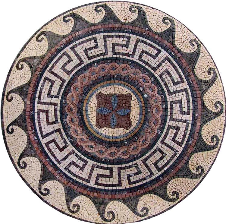 Geometric Pattern - Marble Mosaic Multi Motif Roman - Mesh Backing