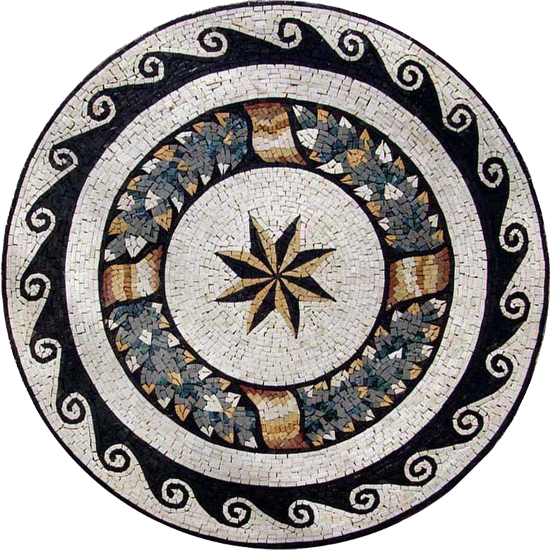 Star Swirl Pattern - Marble Mosaic Nautical Accent - Mesh Backing