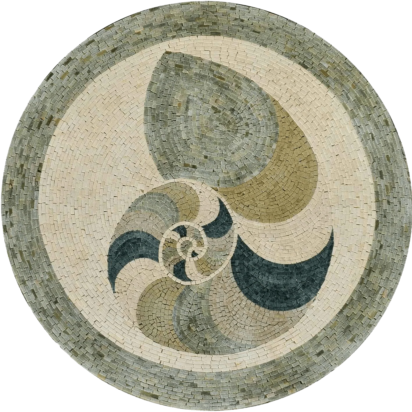 Swirl Motif - Marble Mosaic Nautilus Medallion - Mesh Backing