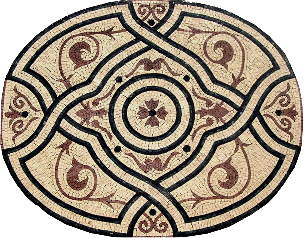 Abstract - Marble Mosaic Oval Floral - Mesh Backing