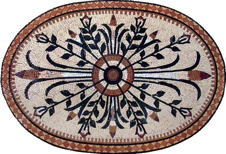 Oval Flower Arrangement - Marble Mosaic - Mesh Backing