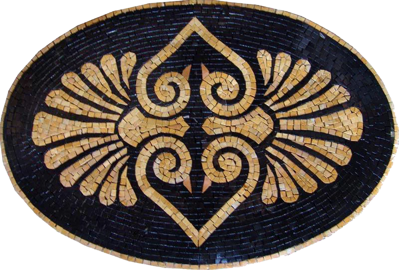Swirl Motif - Marble Mosaic Oval - Mesh Backing