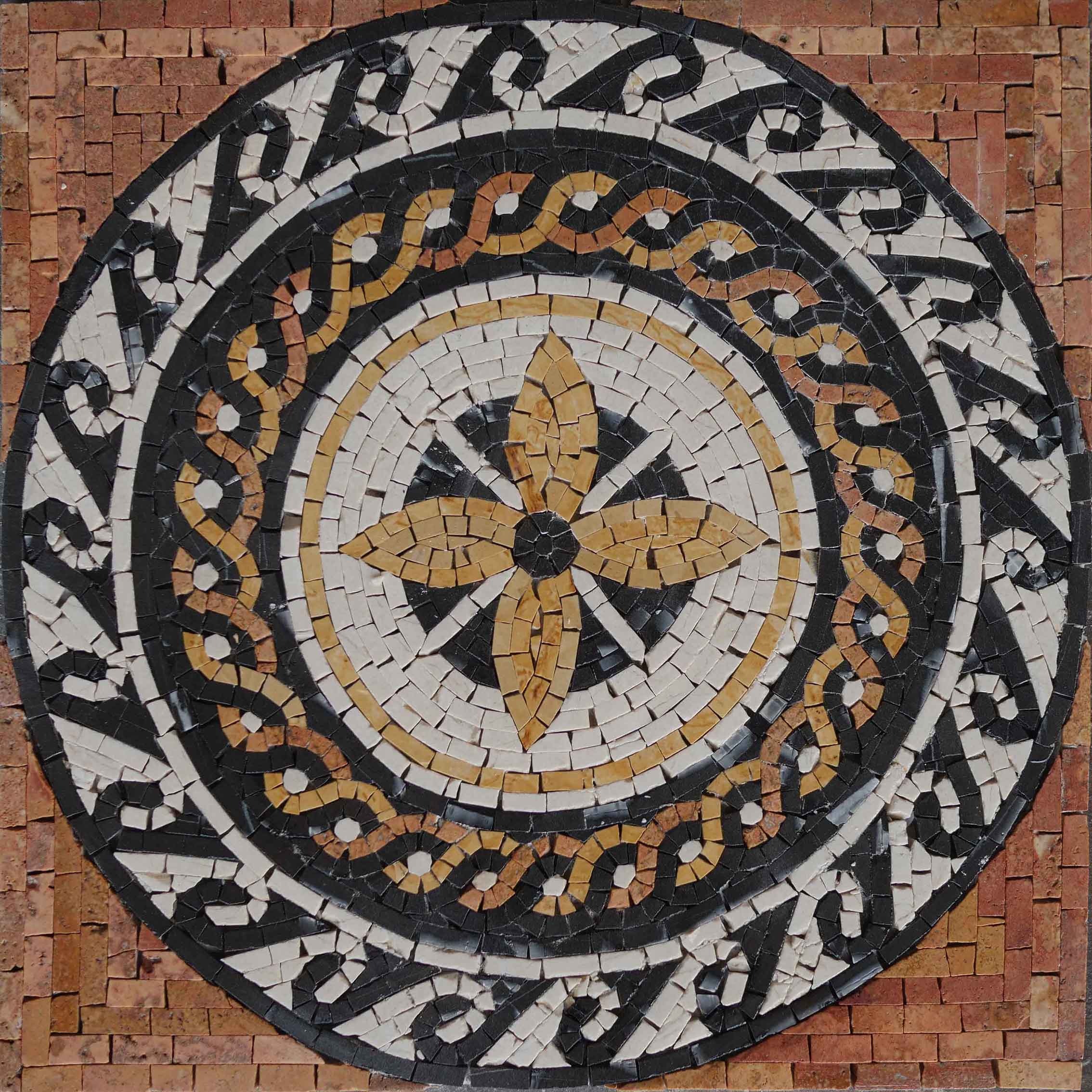 Msaa Circular Star Geometric - Marble Home Improvement Mosaic Tile Art - Mesh Backing