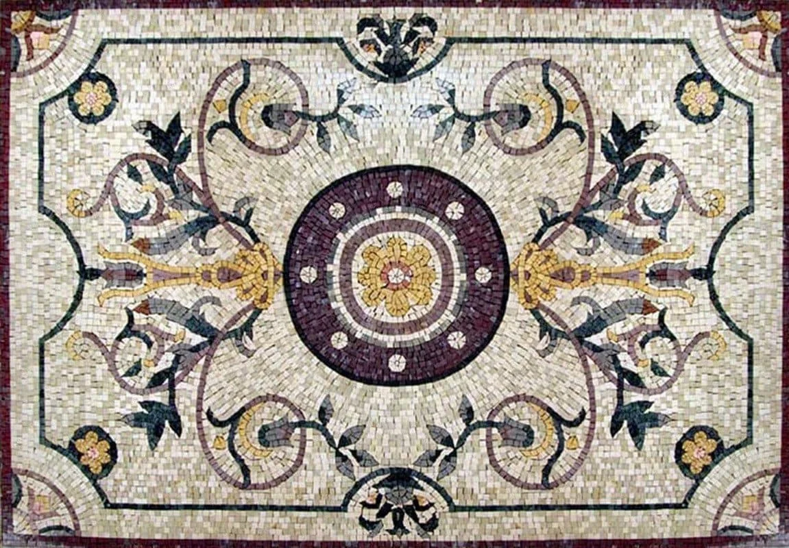 Varina Floral Arrangement - Marble Mosaic Rectangular Flower - Mesh Backing