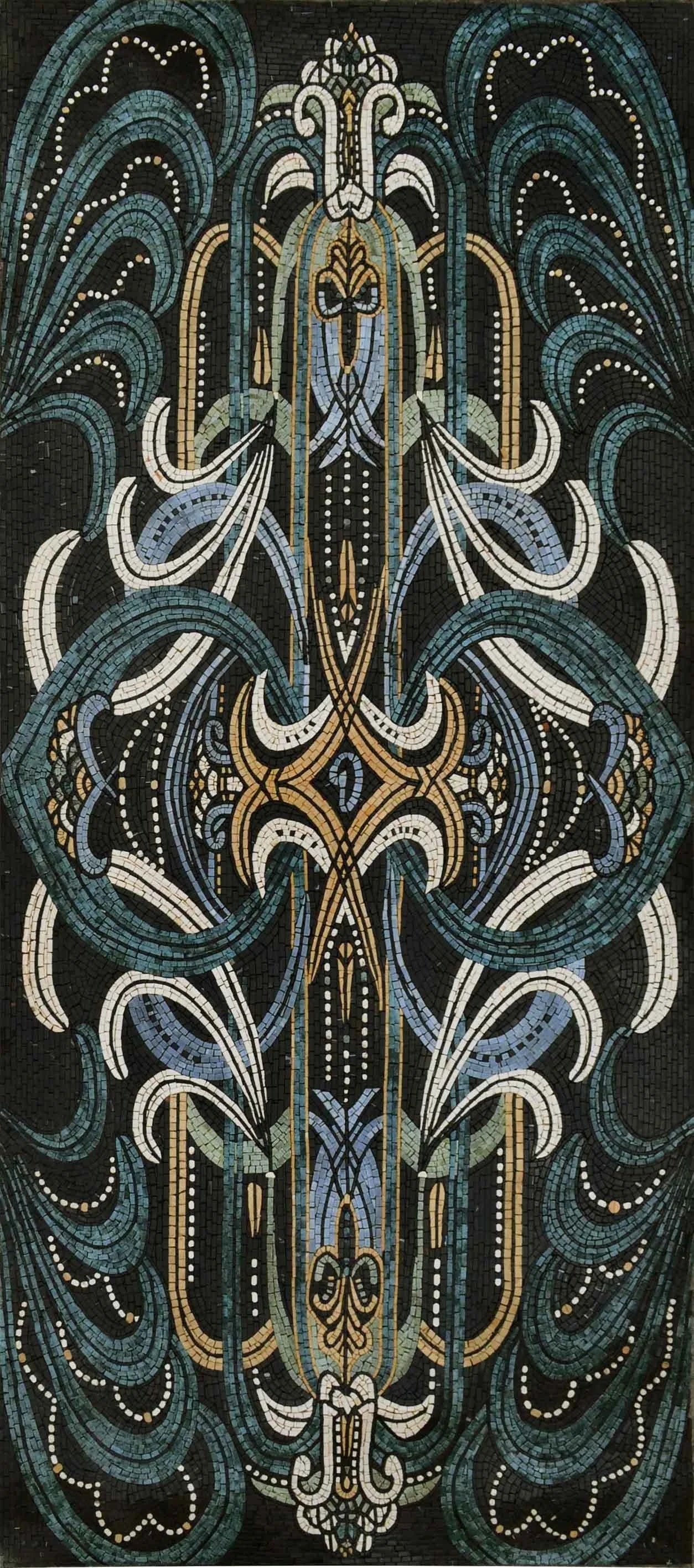 Rectangular Geometric Pattern - Marble Mosaic Tile - Mesh Backing
