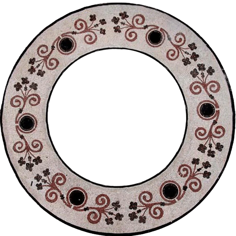 Floral Swirl Pattern - Marble Mosaic Round Frame - Mesh Backing