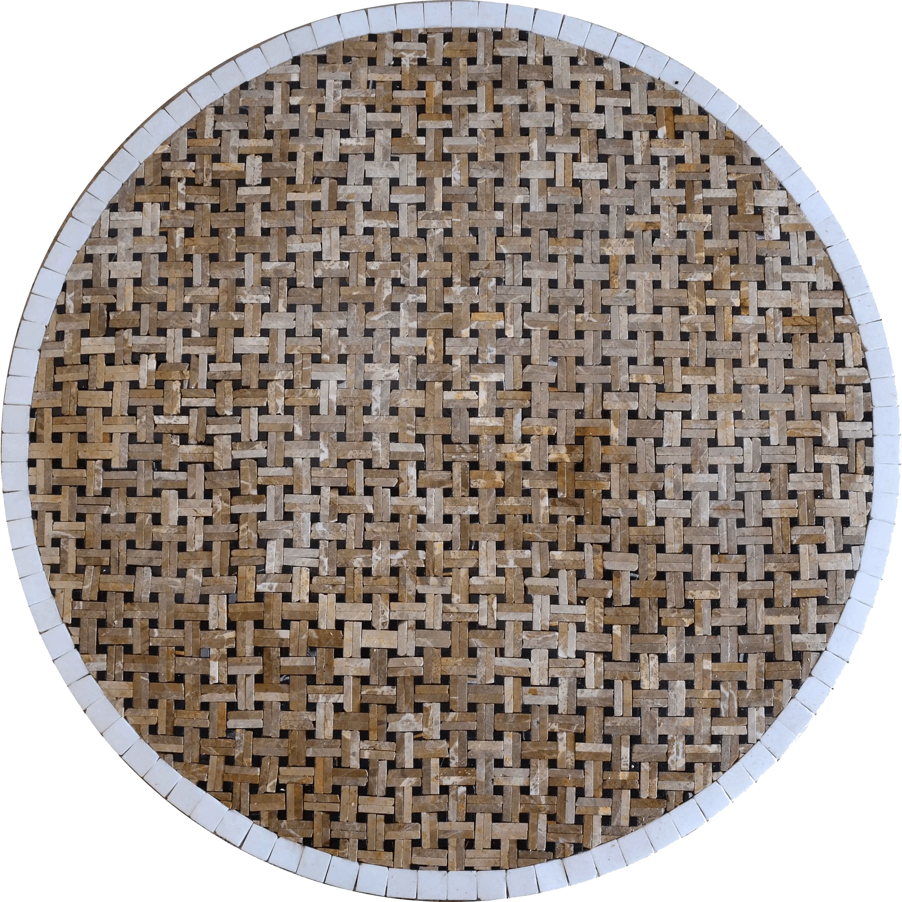 Woven Pattern - Marble Mosaic Round - Mesh Backing