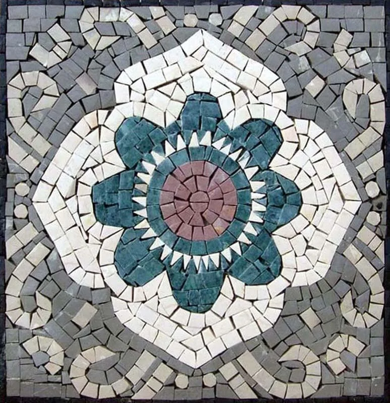 Paradise Flower Motif - Marble Mosaic Home Interiors - Mesh Backing