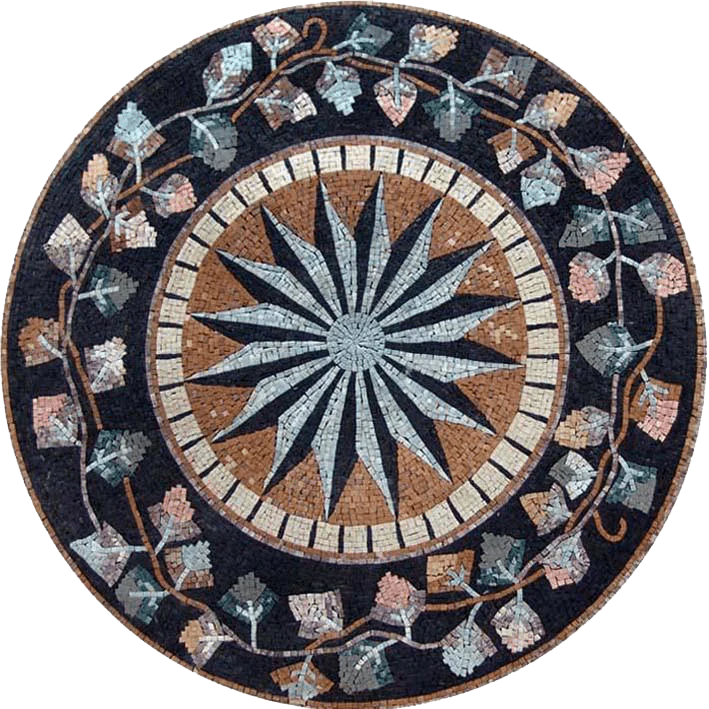 Floral Vine Star - Marble Mosaic Caelia - Mesh Backing