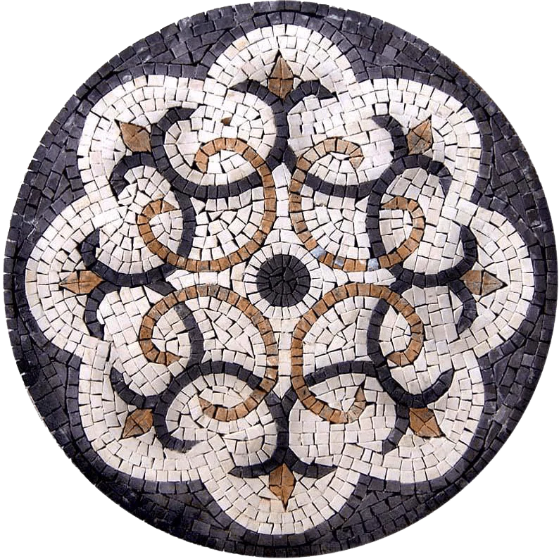 Floral Swirl Pattern - Marble Mosaic Wall Murals Katana - Mesh Backing