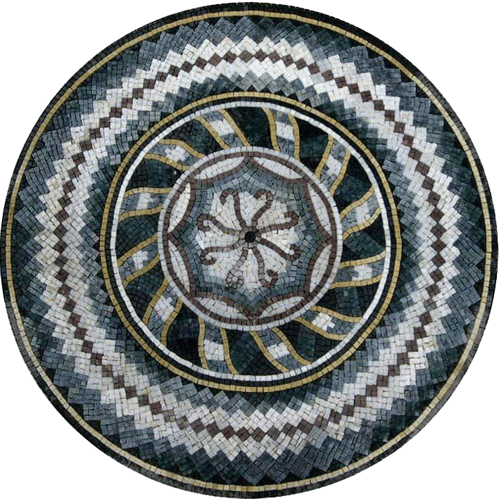 Geometric Pattern - Marble Mosaic Stone Art Medallion - Mesh Backing