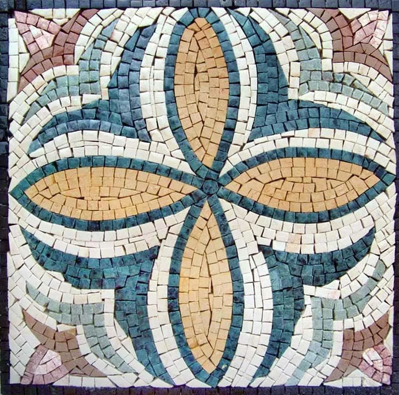 The Bloom Flower Pattern - Marble Kitchen Mosaic Backsplash - Mesh Backing