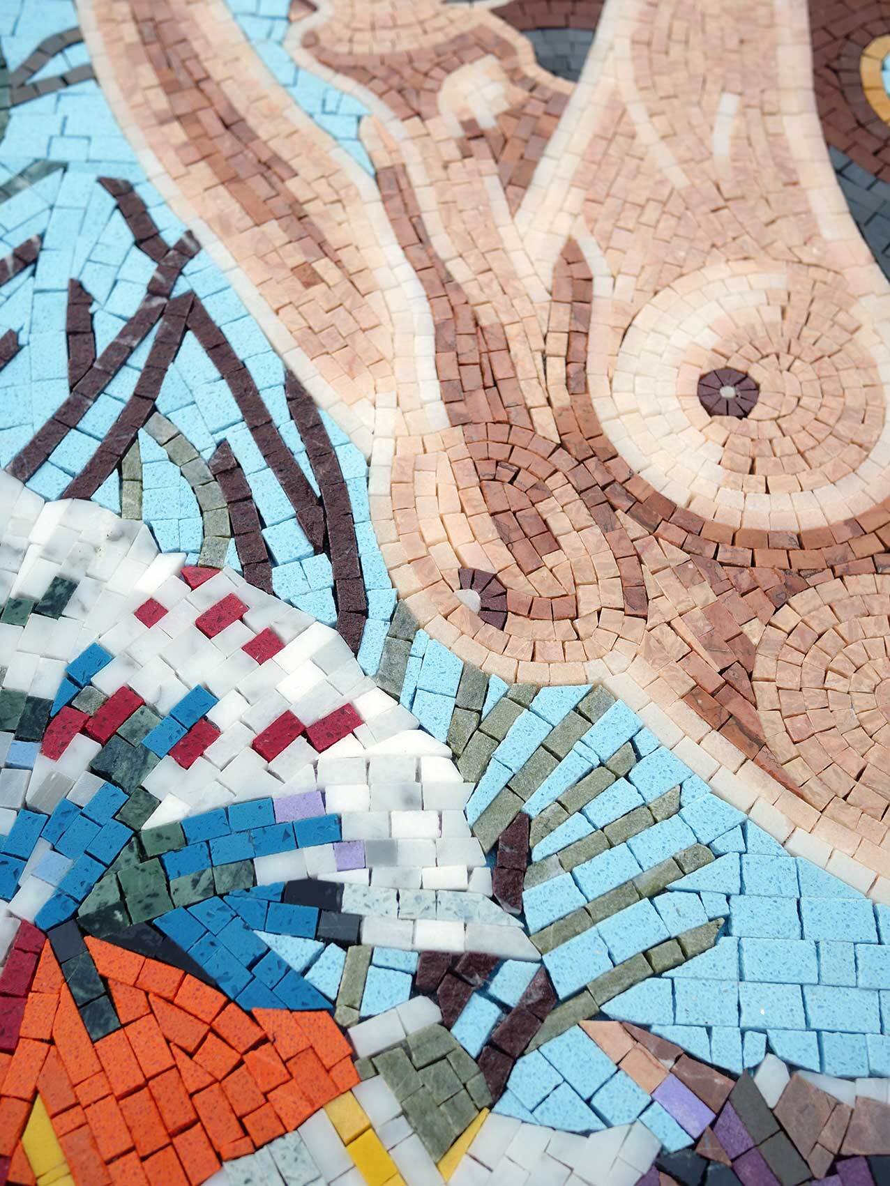 Rising Mermaid Figure - Roman Mosaic Reproductions Dynamic Pool - Mesh Backing - Image 2