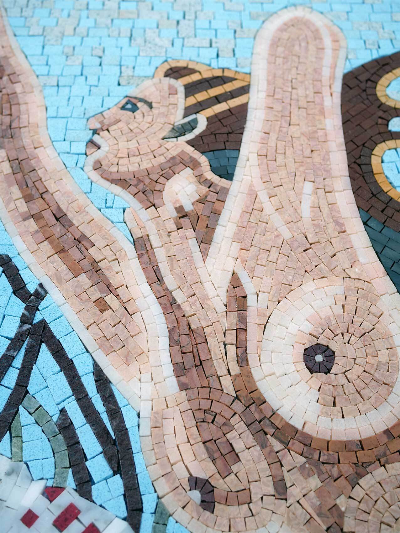 Rising Mermaid Figure - Roman Mosaic Reproductions Dynamic Pool - Mesh Backing - Image 3