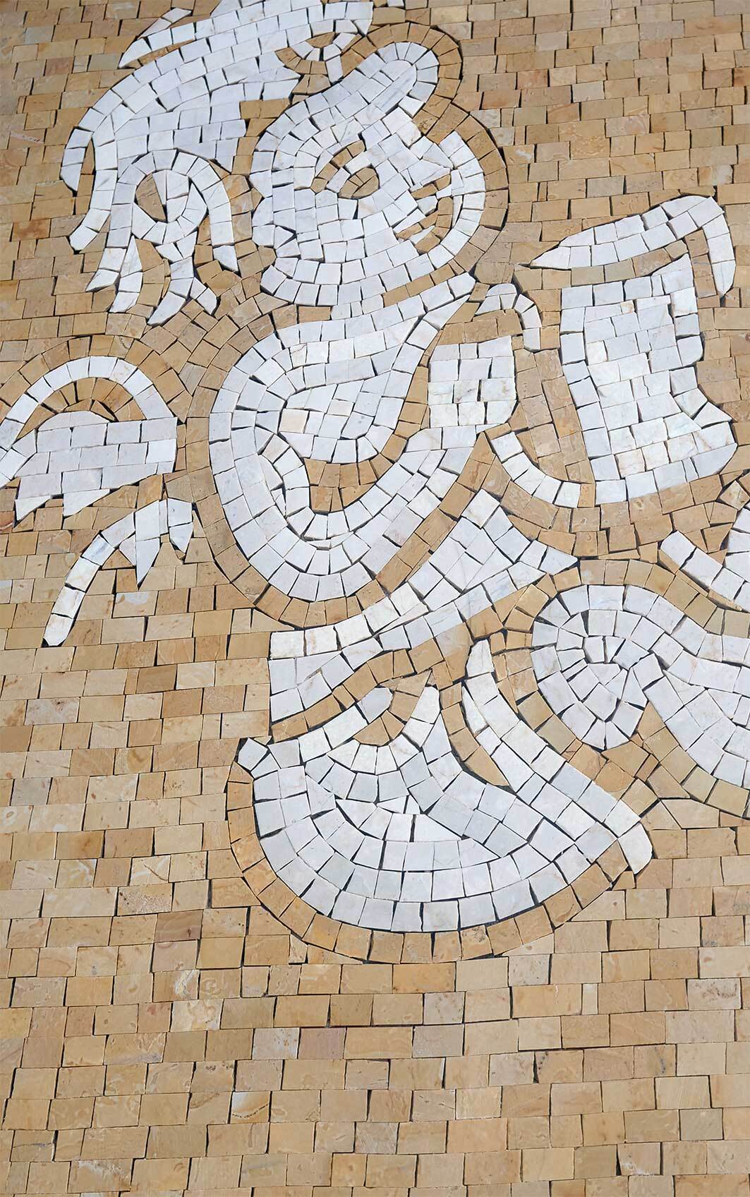 Handcrafted Cupid Figure - Marble Mosaic For Sale Cherub Art Wall Hanging - Mesh Backing - Image 2