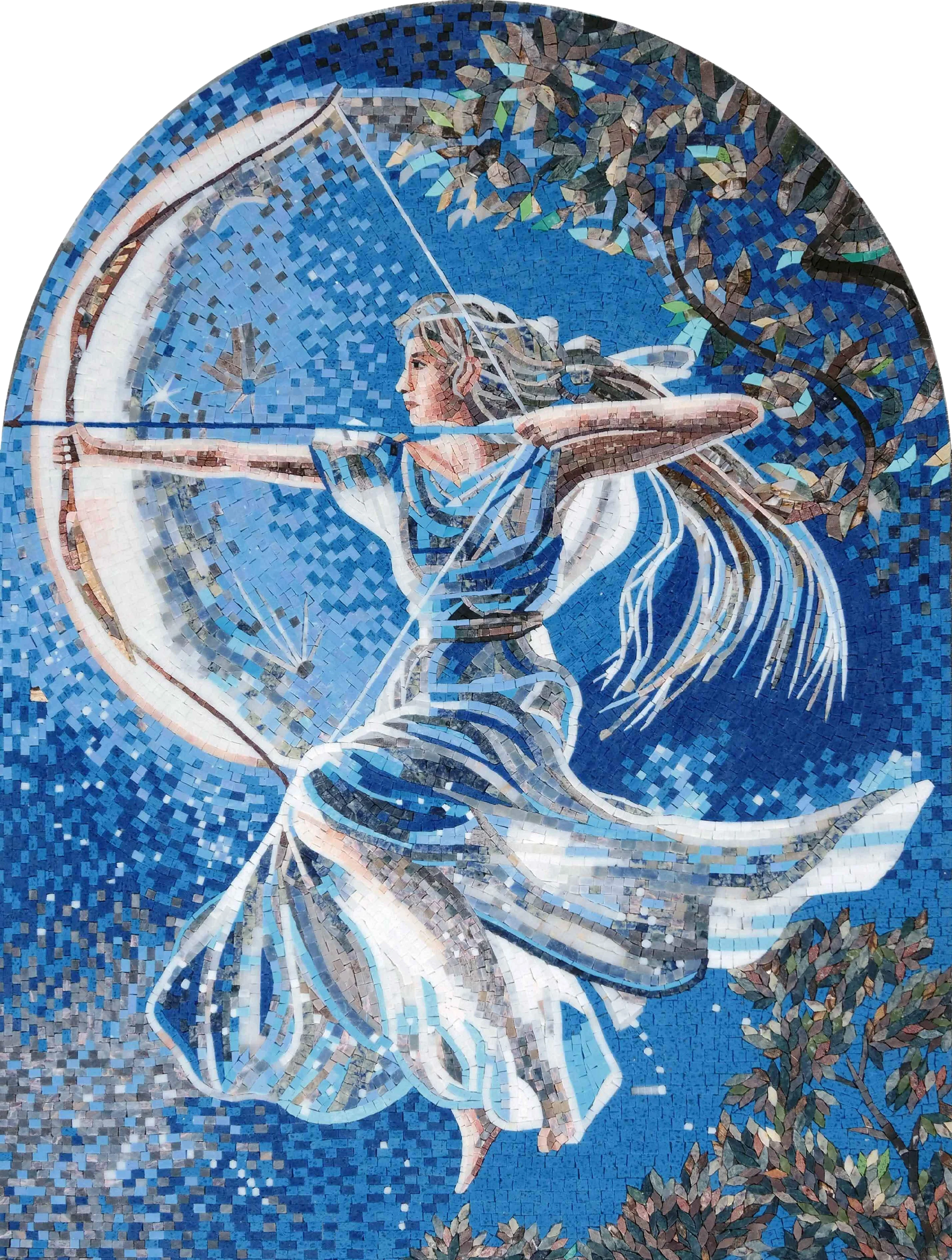 Archer Figure - Marble Mosaic Portrait Art - Mesh Backing