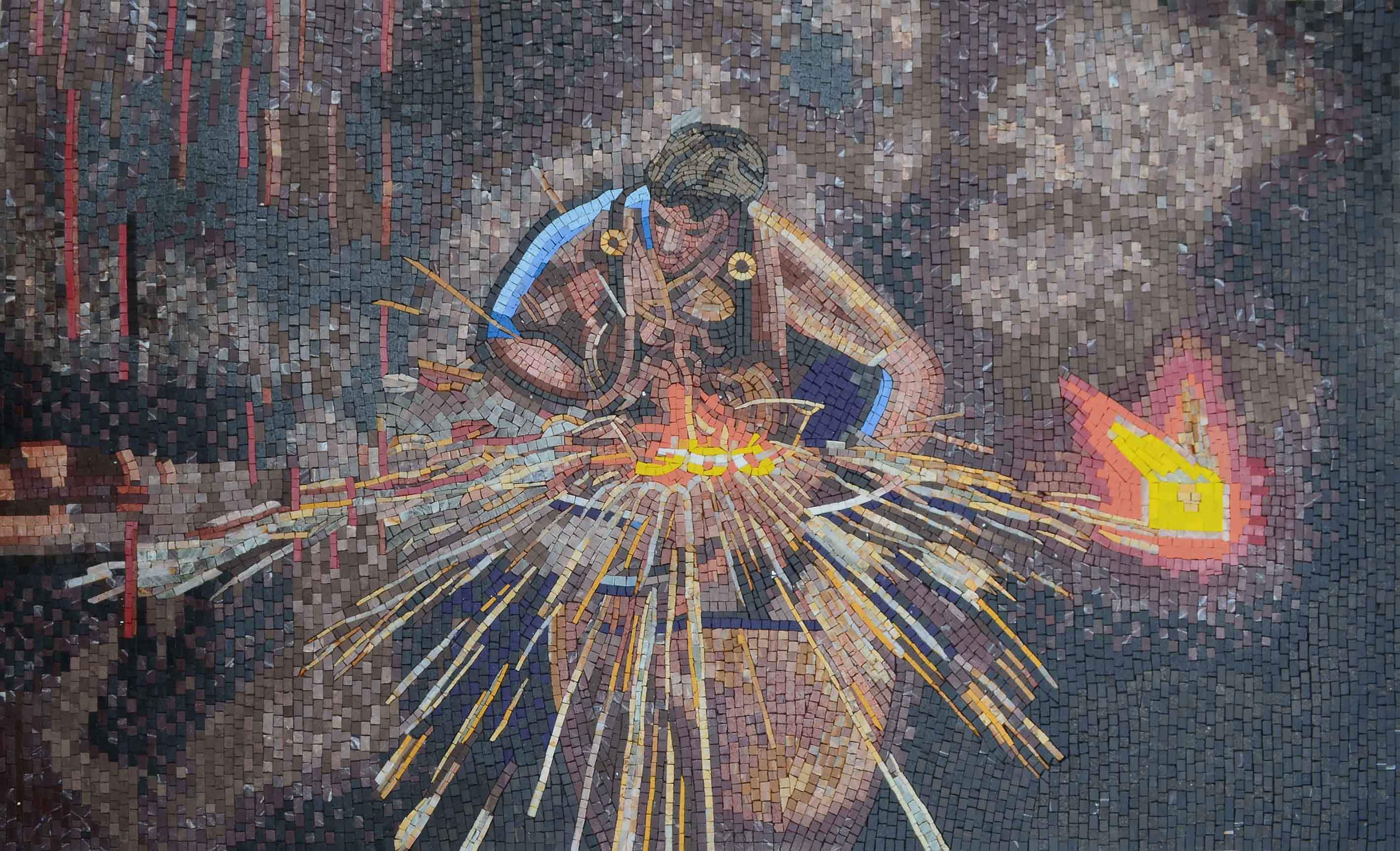 Blacksmith Work - Marble Roman Mosaic Reproductions Art - Mesh Backing