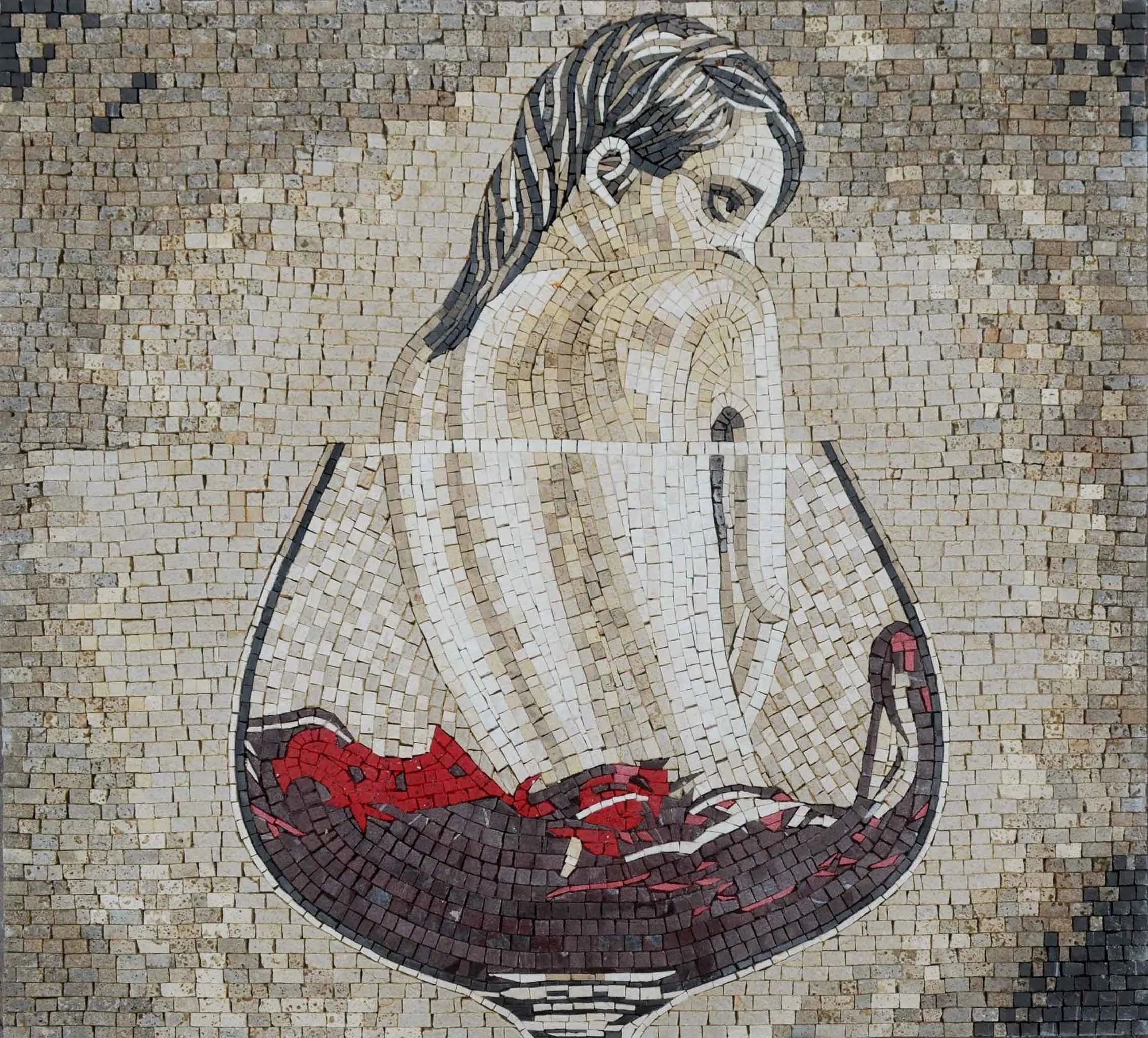 Woman Wine Glass - Home Improvement Mosaic Art - Mesh Backing