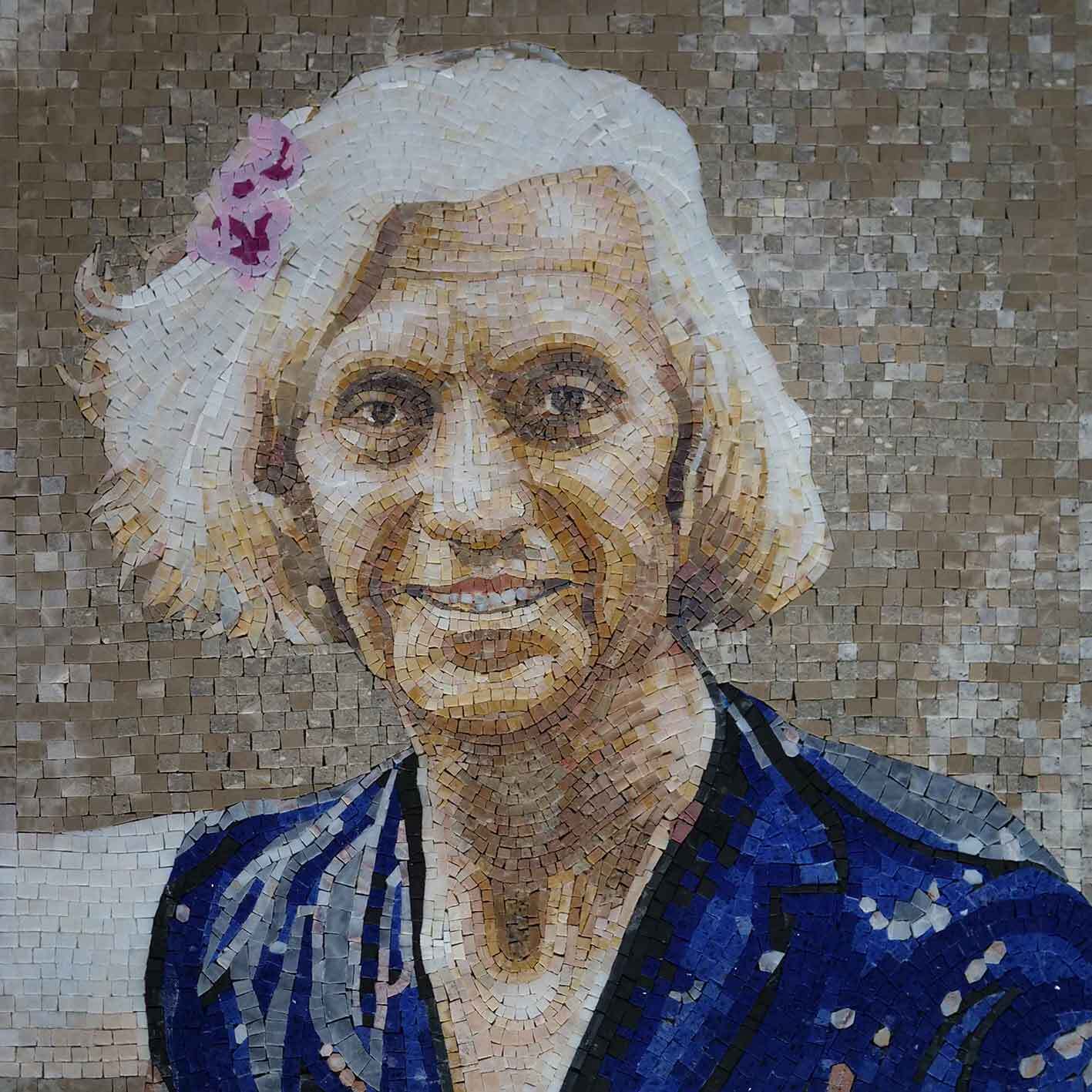 Portrait Figure - Marble Mosaic Tile For Kitchen Backsplash Artwork - Mesh Backing