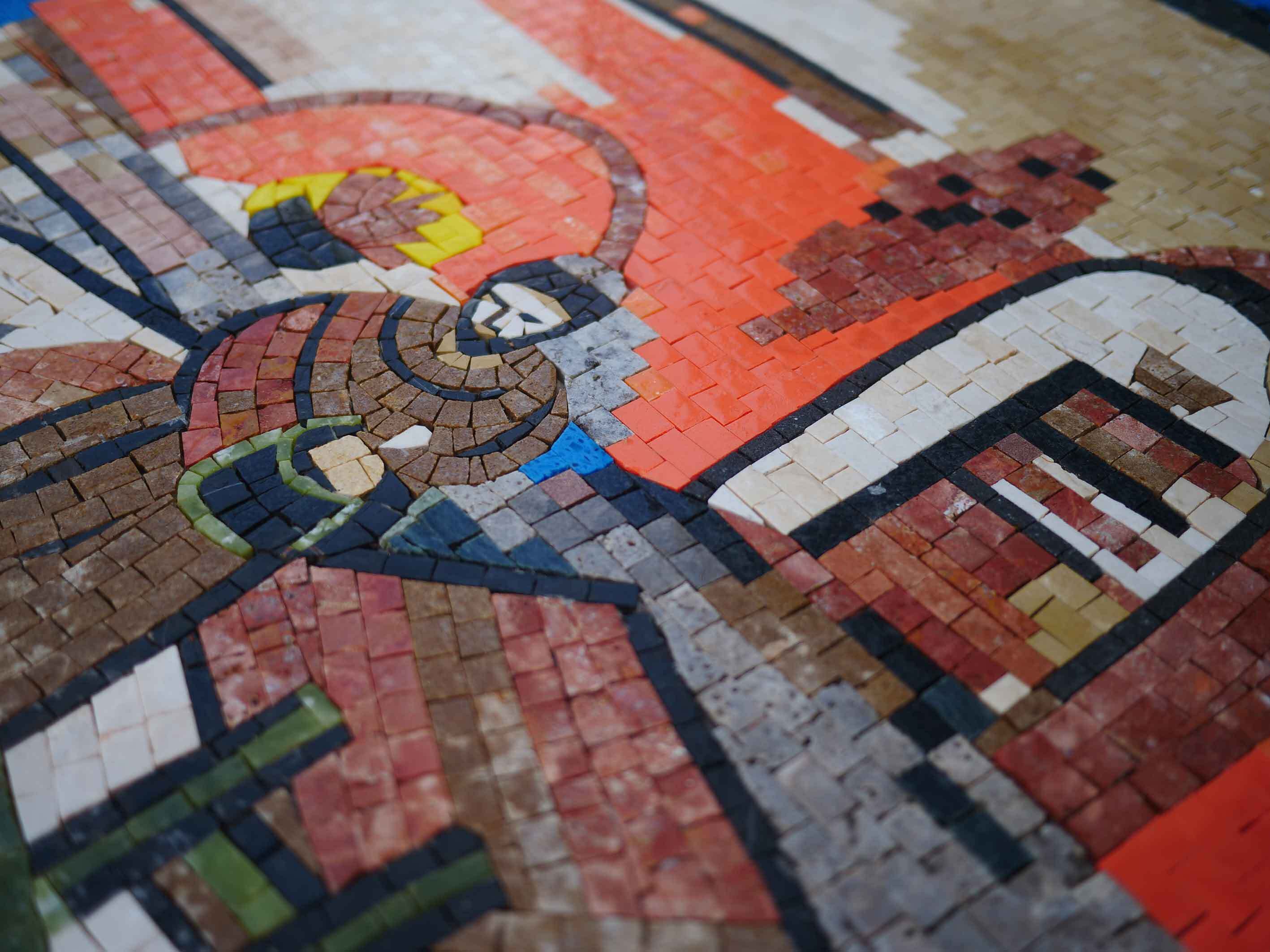 San Pascual Scene - Marble Mosaic Rug Painting - Mesh Backing - Image 2