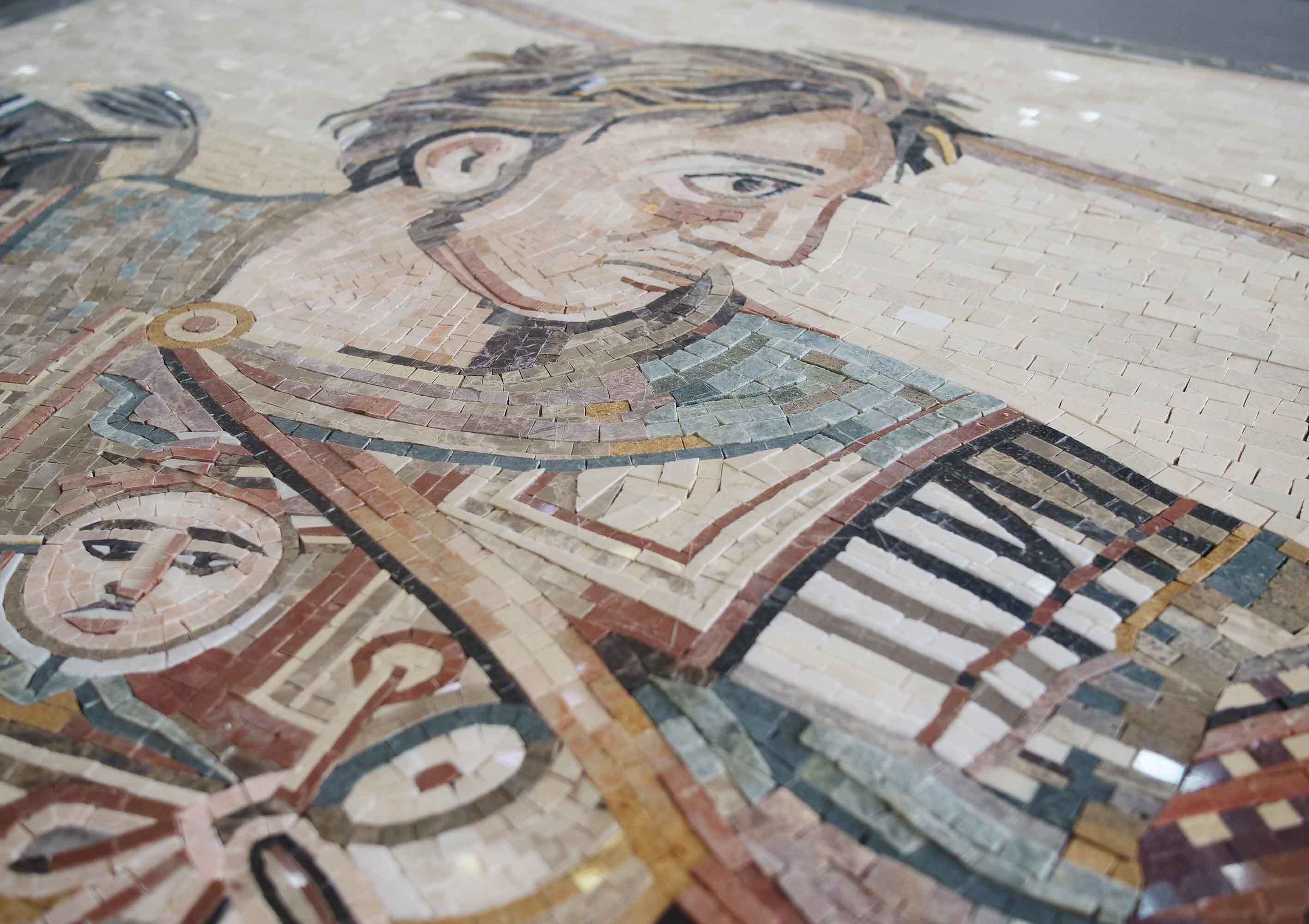 Horse Rider Scene - Marble Home Renovations Ideas Mosaic Reproduction - Mesh Backing - Image 3