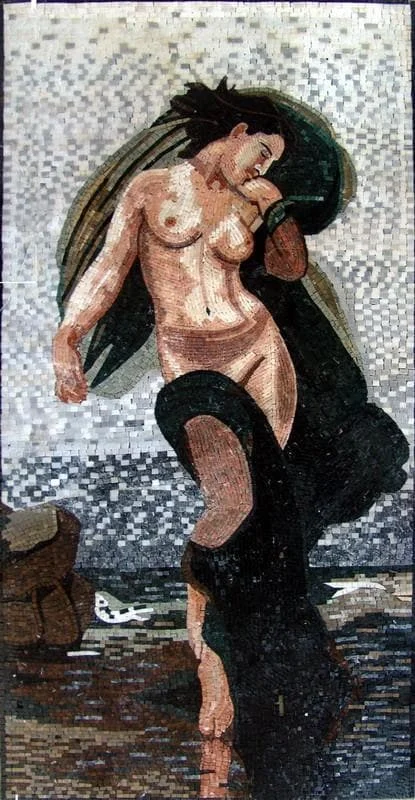 Nude Nymph Scene - Mosaic Portrait - Mesh Backing