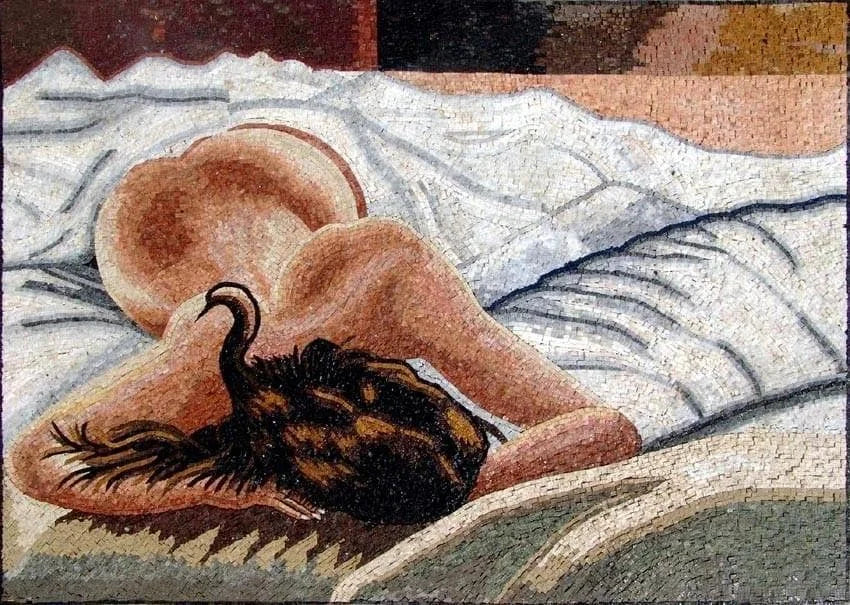 Sleeping Woman Figure - Marble Design Mosaic Mural - Mesh Backing