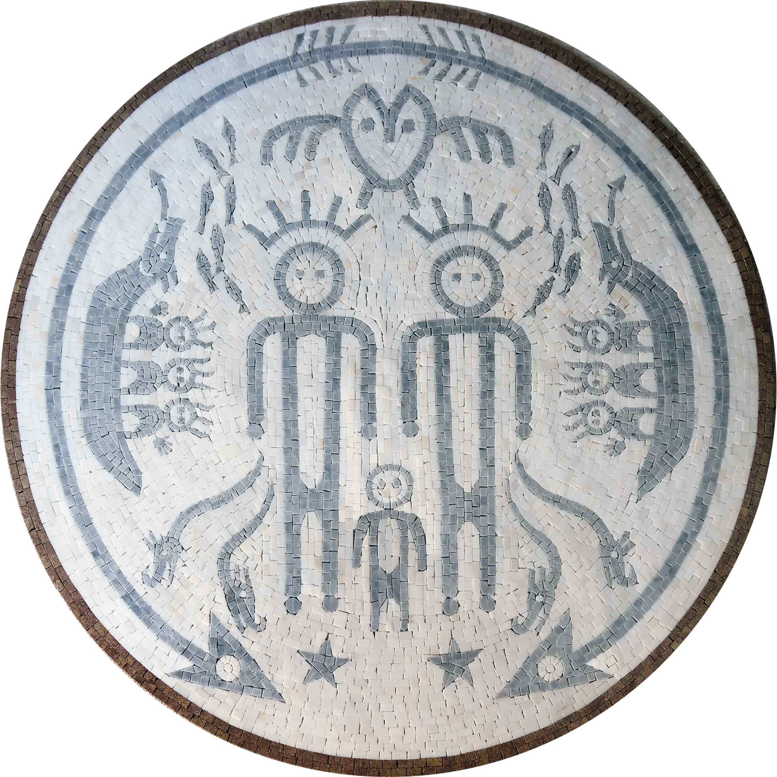 Stylized Figures Symbols Art - Mosaic Tile Fireplace And - Mesh Backing
