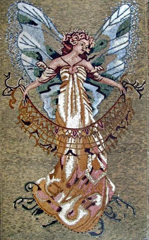 Sweet Fairy Figure - Marble Mosaic - Mesh Backing