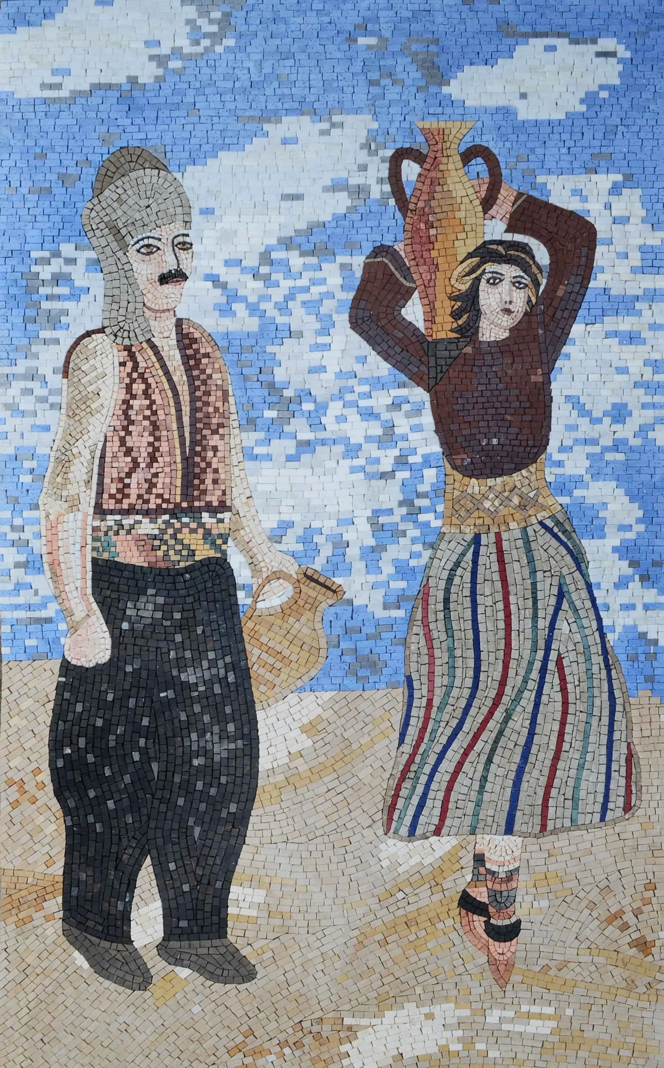 Couple Handmade - Custom Mosaic Art Traditional - Mesh Backing