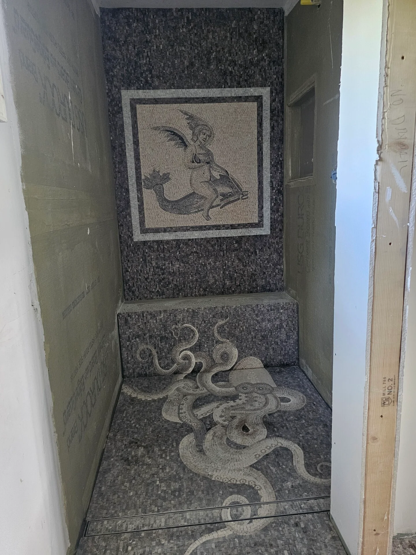 Geometric Octopus Squid - Tile Mosaic Marine Life Art And Underwater Creatures - Mesh Backing - Image 4