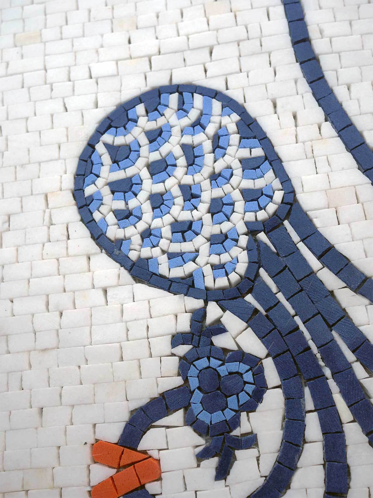 Ottoman Floral Swirl - Custom Kitchen Backsplash Mosaic Iznik Inspi And Tile Art - Mesh Backing - Image 3