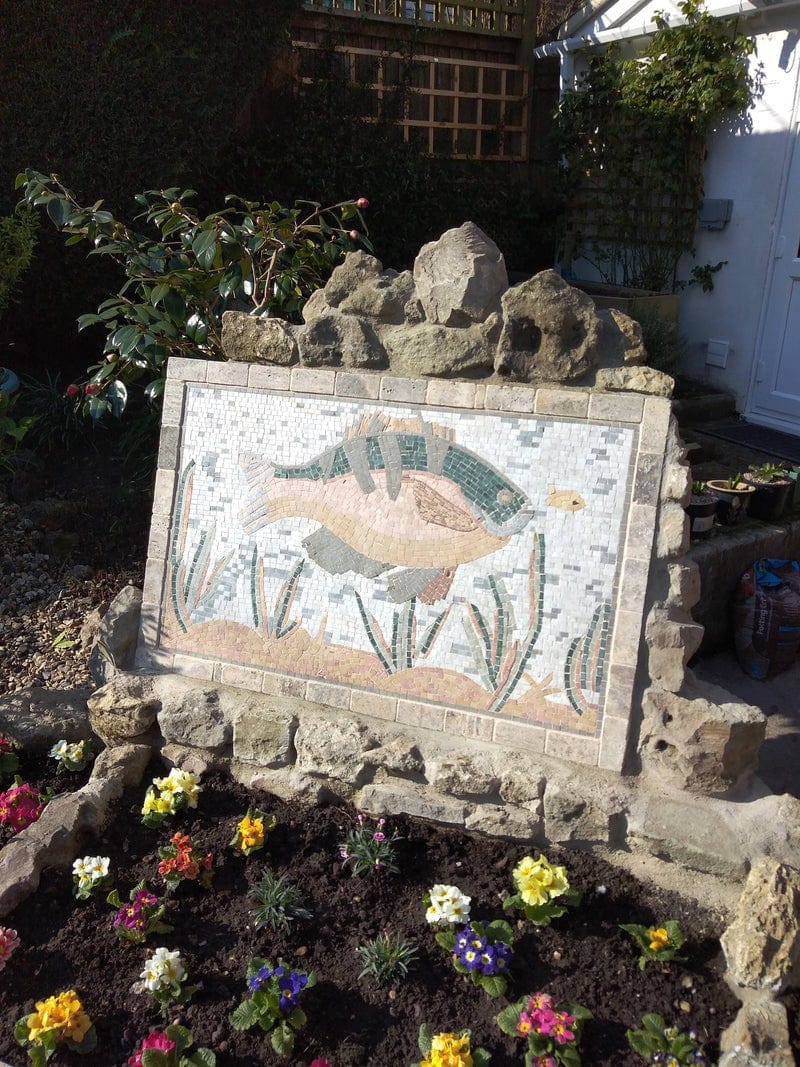 Earthy Colored Fish - Marble Mosaic Aquatic Scene - Mesh Backing - Image 2