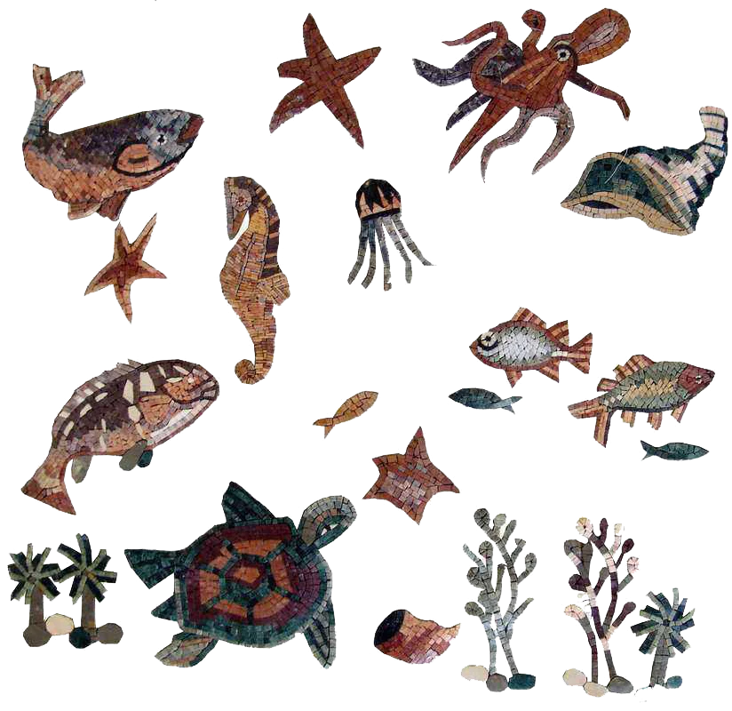 Sea Creatures Mosaic Wall Art