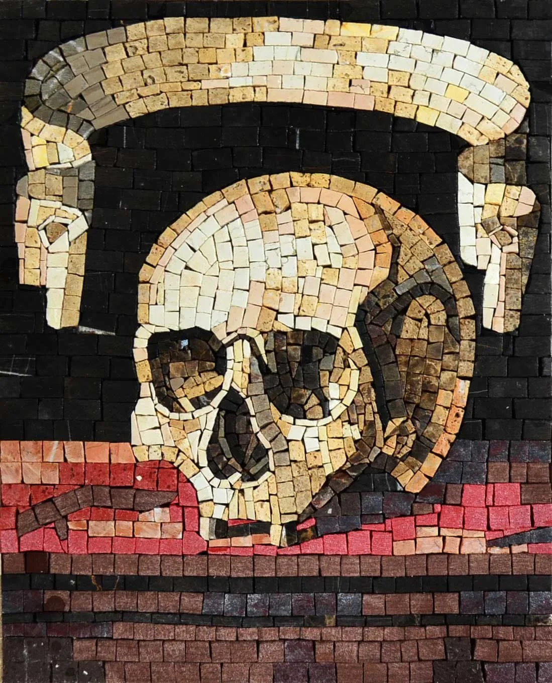Gothic Skull Scroll - Mosaic Medallion Mural - Mesh Backing