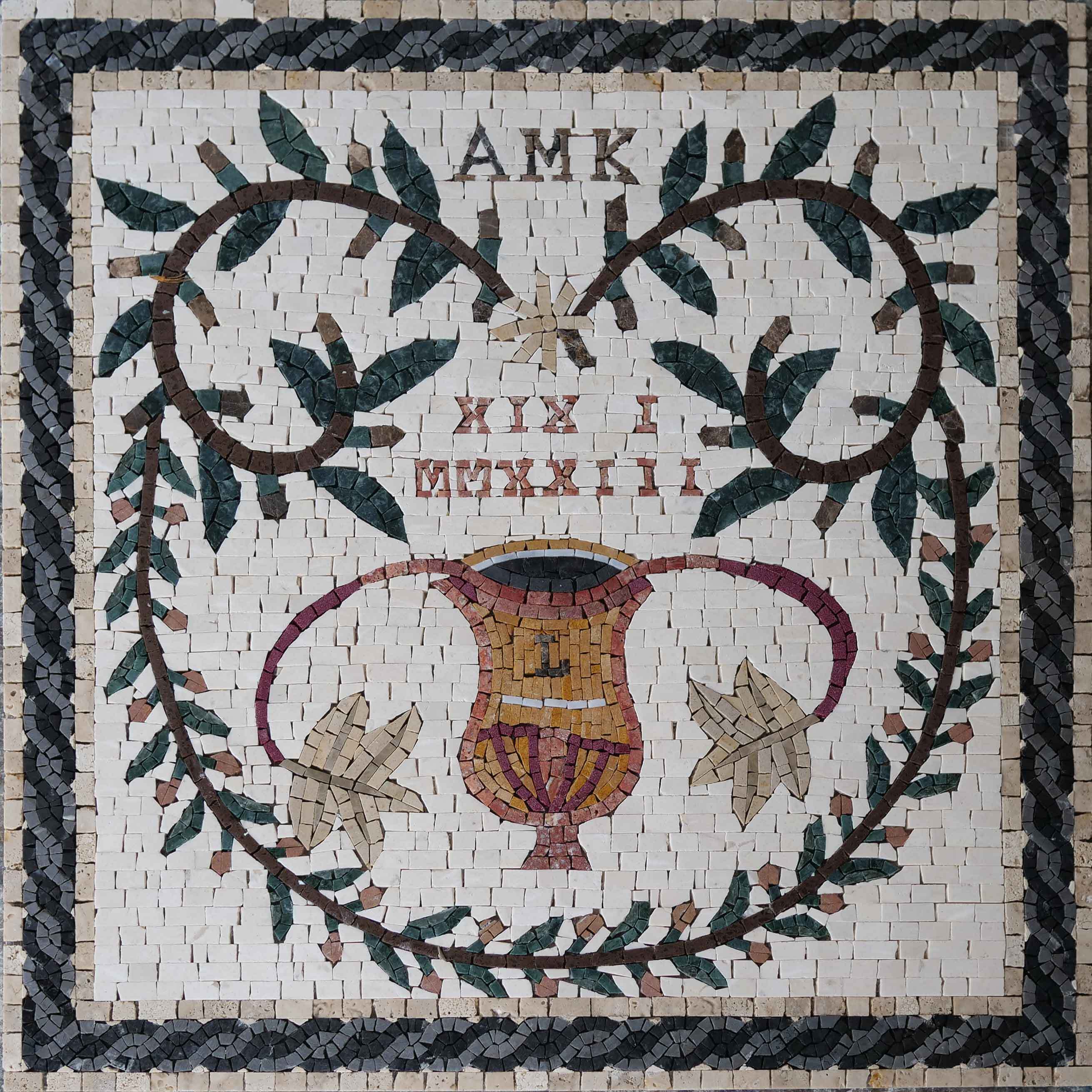 Amk Floral Vine - Bathroom Mosaic Art Luxury Handcrafted Natural Stone - Mesh Backing