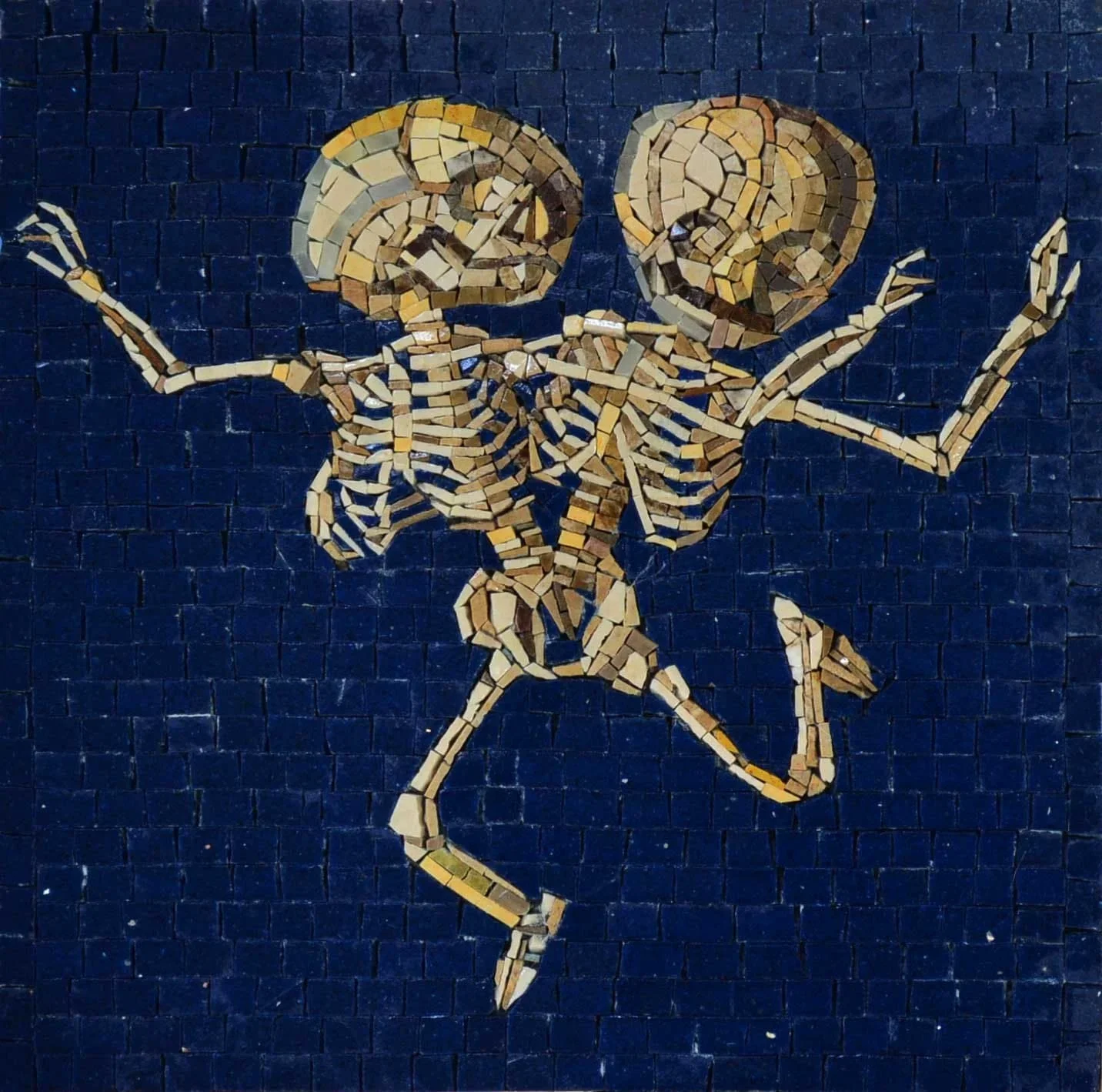 Joined Skeletons - Seahorse Mosaic Mural - Mesh Backing