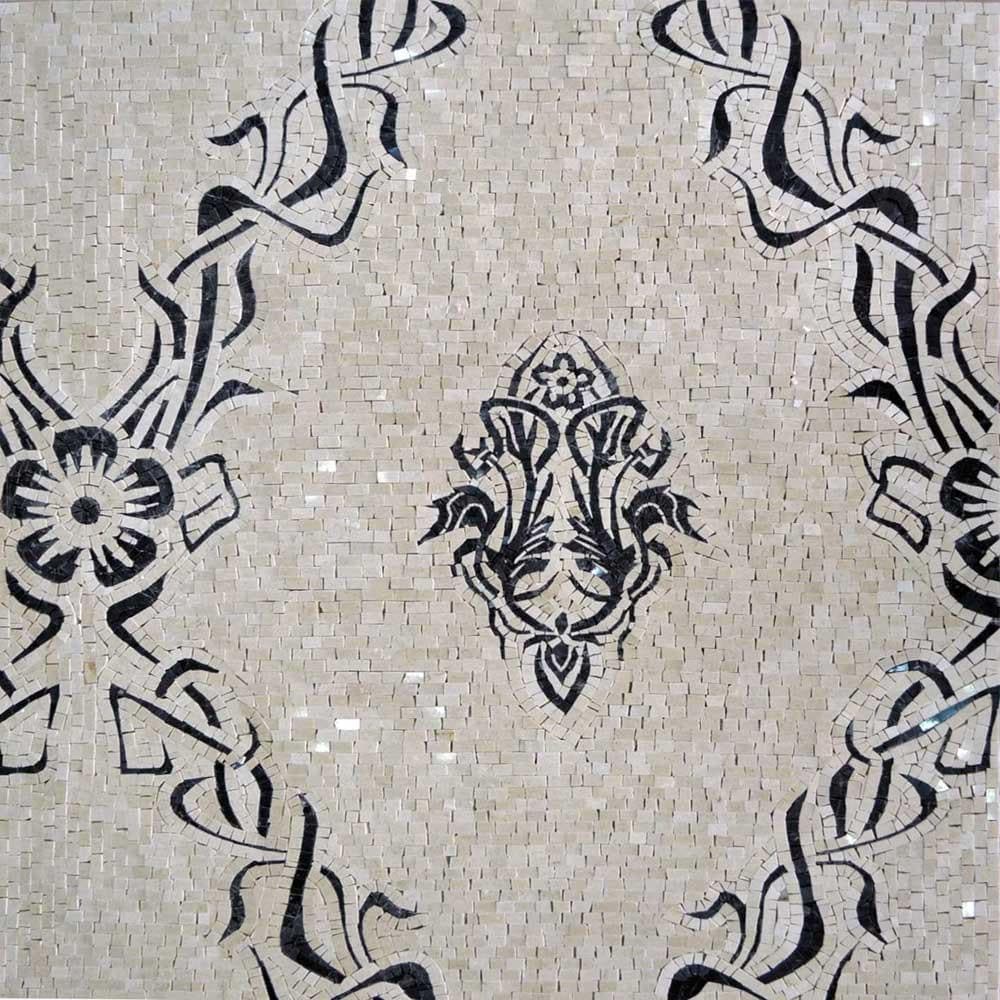 Floral Vine Pattern - Marble Mosaic Tile Patterns Elegant - Mesh Backing