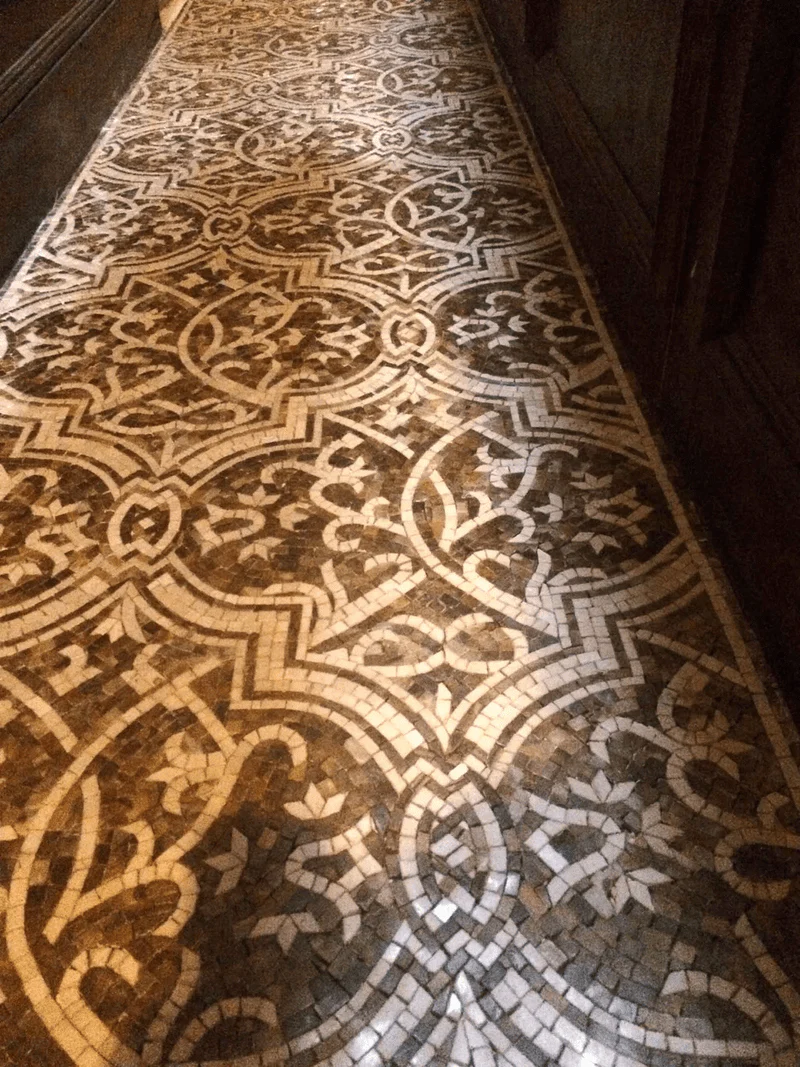 Geometric Marble Mosaic Rug Floor Inlay - Image 2